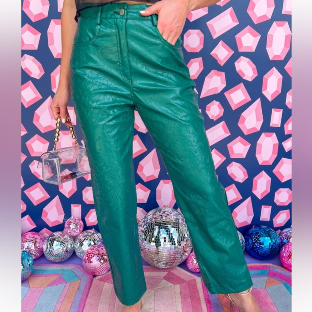 Green Embossed Pants